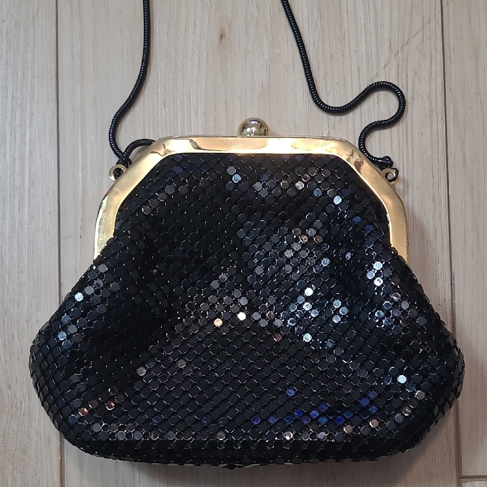 Elka Elegant Black Sequin Evening Bag Clutch